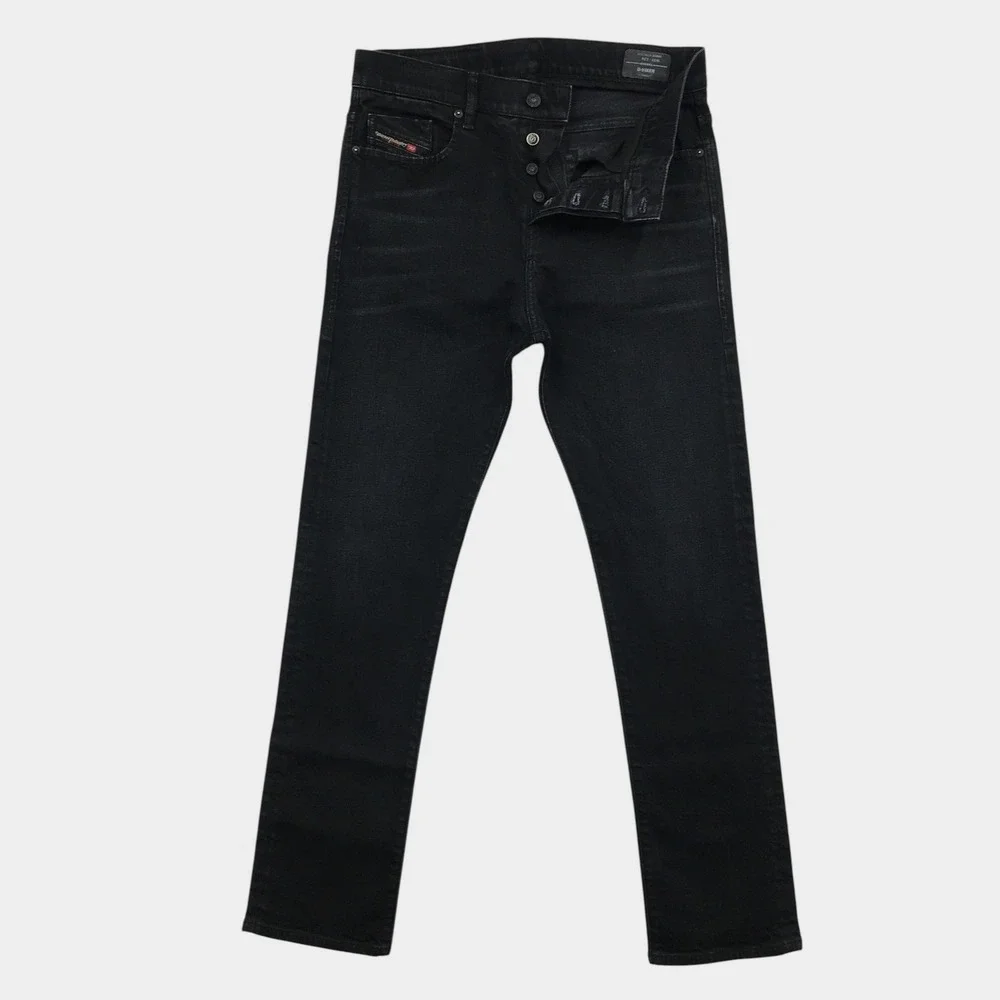 Diesel D-Viker Straight Leg Jeans Mens 33x34 Black Stretch Denim Pants